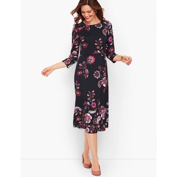 RUCHED JERSEY MIDI DRESS BY TALBOTS - Picture 1 of 9